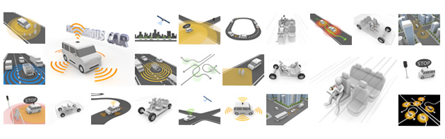 自動運転 / 自動車 / ドライバー / GPS / 衛星 / レーダー / 交通規則